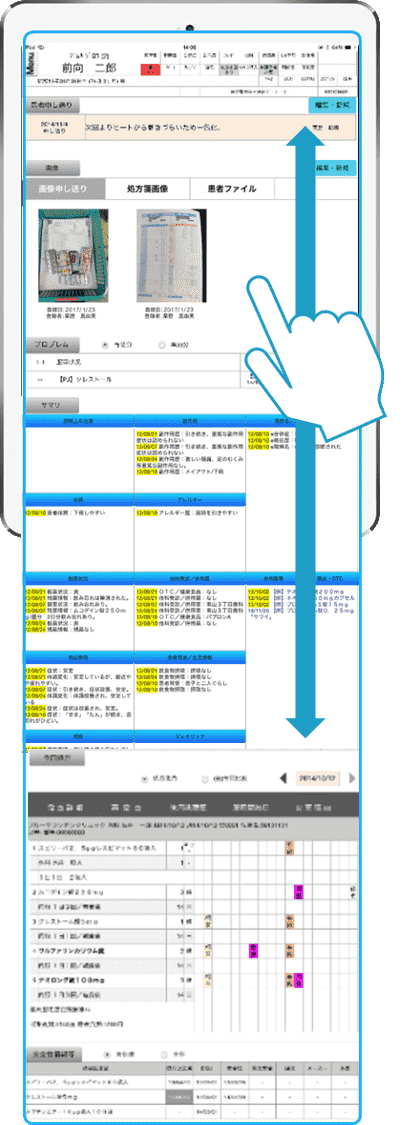 レセコン・クラウド薬歴連携システム『P-CUBE+g』 タブレット画面の構成