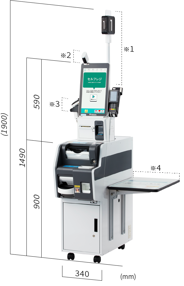 フルセルフレジオプション 外形寸法 W340×D760×H1900 （mm）