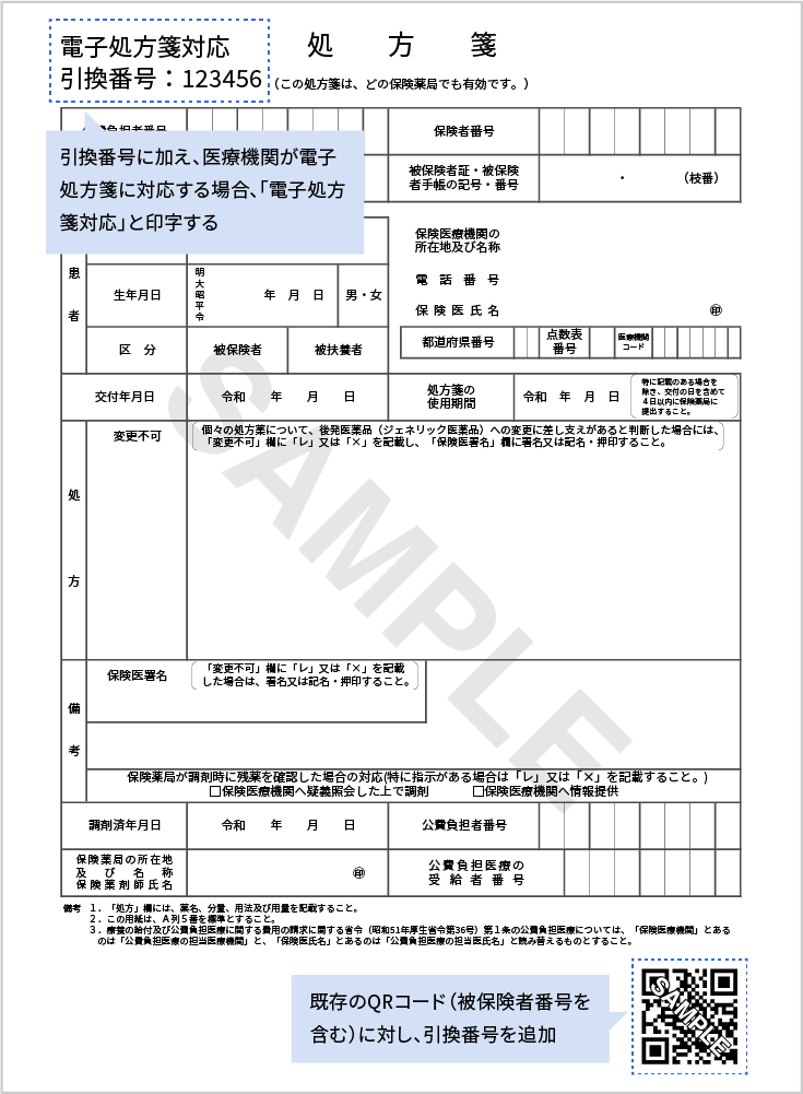（引換番号あり）紙の処方箋サンプル
