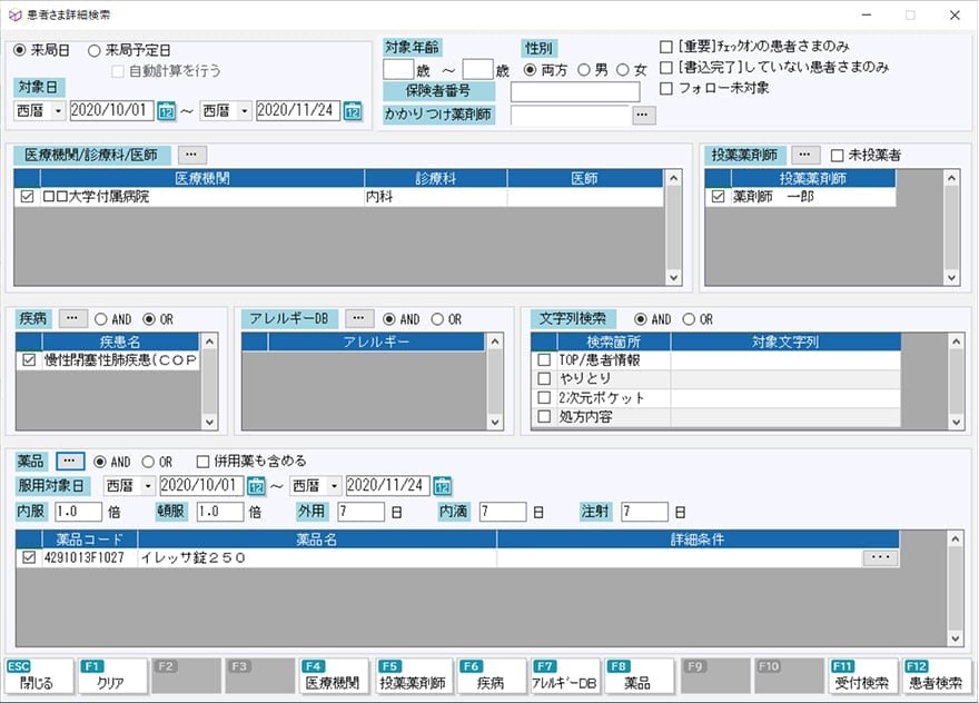 患者詳細検索のサンプル画像